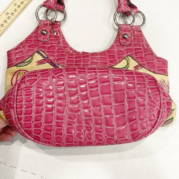 Vintage Rare XOXO Straw Tote Bag Y2K 90s Womens Shoulder Logo Hearts - Picture 5 of 11